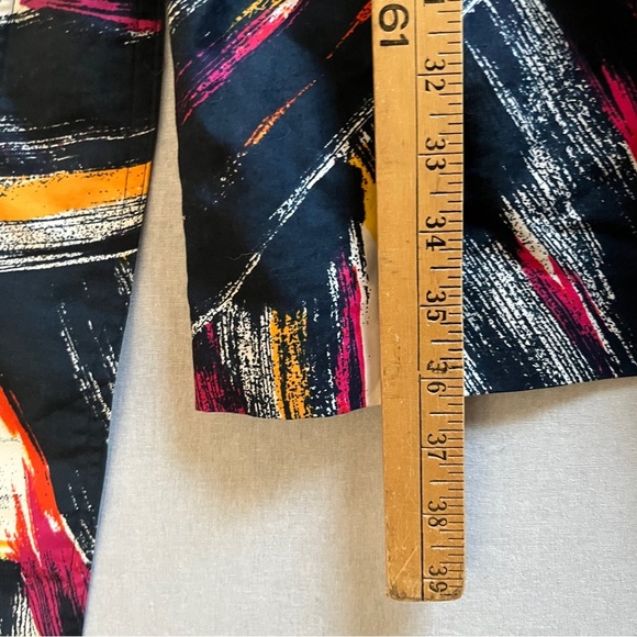 Adrienne Vittadini Multicolor Abstract Trench Belted Jacket Dress Sz 8 - Picture 10 of 10